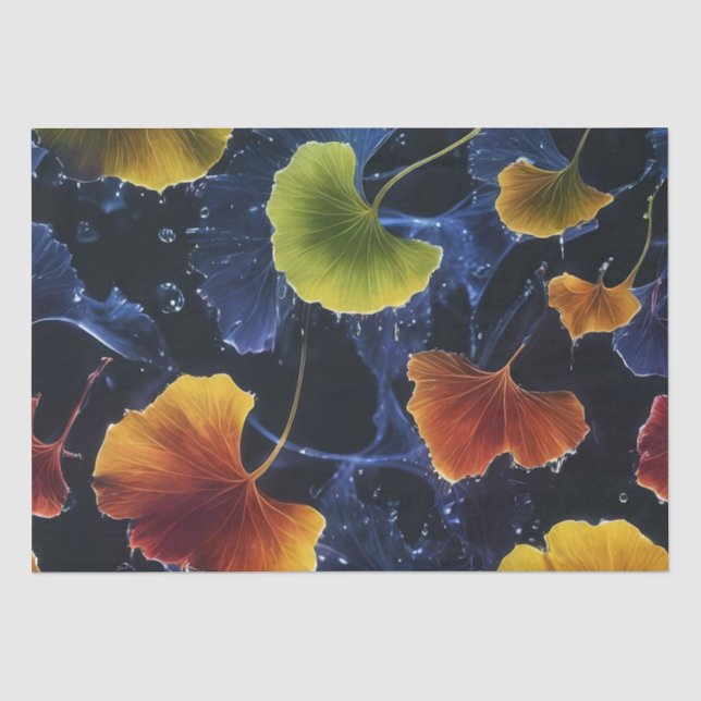 Farbige Luminogram Ginkgo Blätter Decoupage / Seidenpapier (Vorderseite)