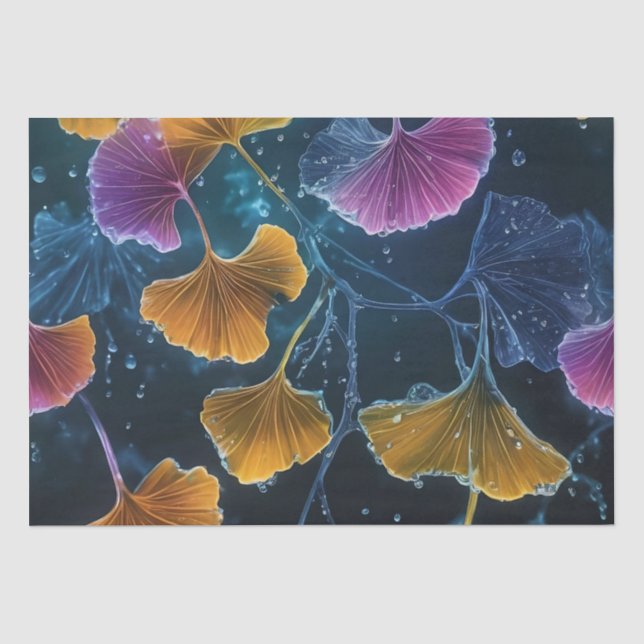 Farbige Luminogram Ginkgo Blätter Decoupage / Seidenpapier (Vorderseite)
