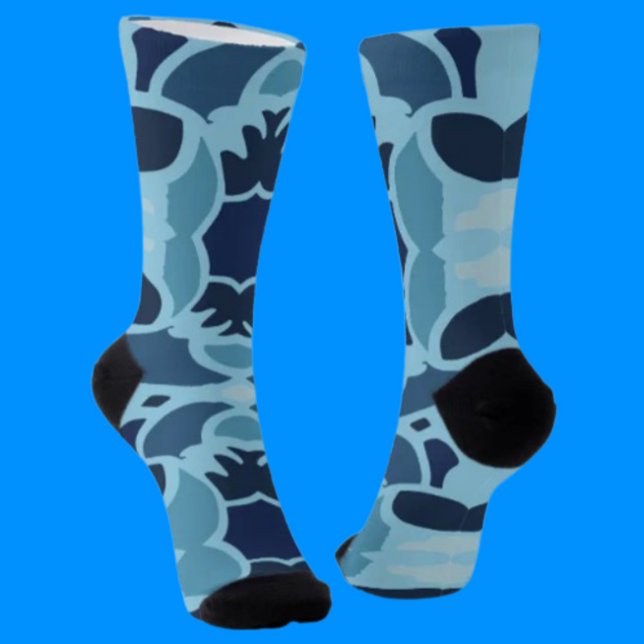 Farbige Lustige Blaue Collage Crew Socken (Von Creator hochgeladen)