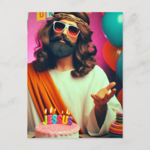 Farbige lustige Frohe Geburtstag Jesus Postkarte