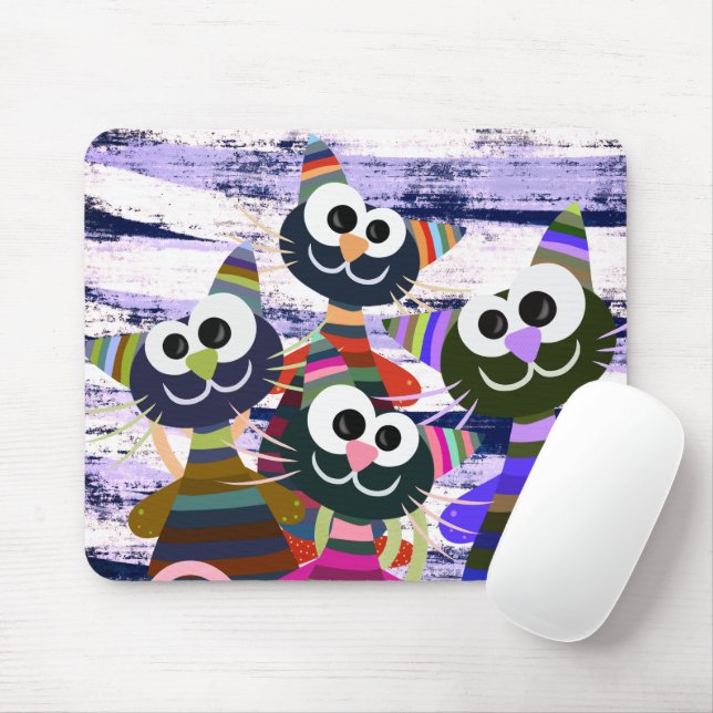 Farbige, lustige Katzen Mousepad (Mit Mouse)