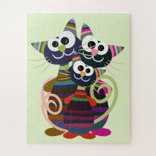 Farbige, lustige Katzen Puzzle