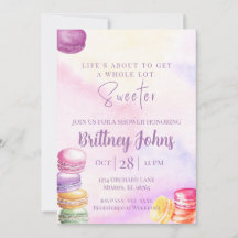 Farbige Macaron-inspirierte Einladung zur Babypart