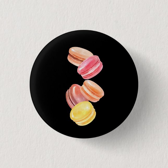 Farbige Macarons Aquarellkunst Button (Vorderseite)