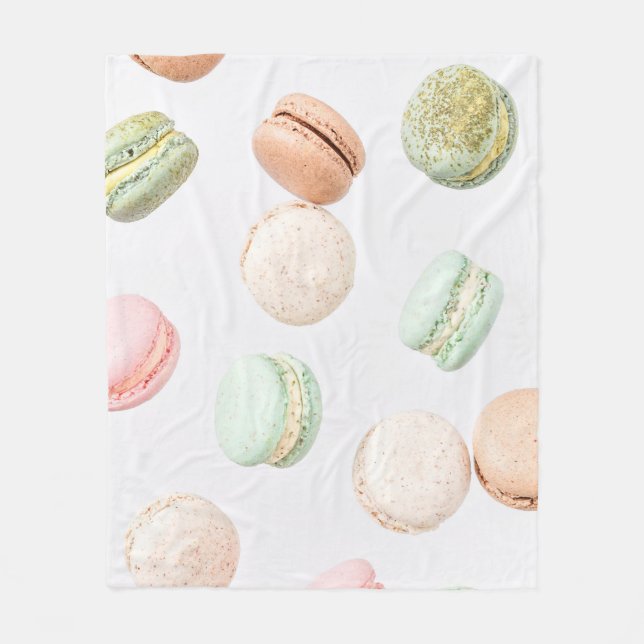 Farbige Macarons: Süßer fallender Muster. Fleecedecke (Vorderseite)