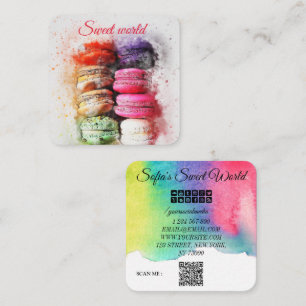 Farbige Macarons Süßigkeiten Qr Code Moderner Bus Quadratische Visitenkarte