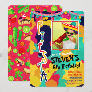 Farbige Mal-Fiesta-Geburtstagsfeier Foto für jedes Einladung