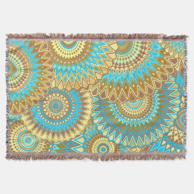 Farbige Mandala auf blauem Hintergrund Decke (Vorderseite)