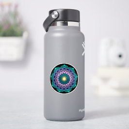 Farbige Mandala auf schwarzem Hintergrund Aufkleber