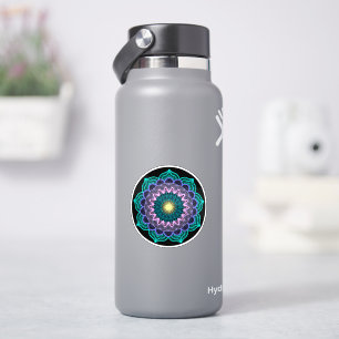 Farbige Mandala auf schwarzem Hintergrund Aufkleber