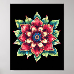 Farbige Mandala-Blumen-Boho-Yoga-Lotus-Symbol Poster