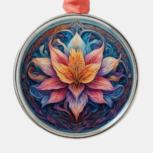 Farbige Mandala-Blumen-Design Ornament Aus Metall
