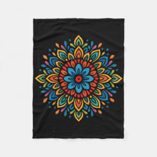 Farbige Mandala-Blumensymmetrie Fleecedecke