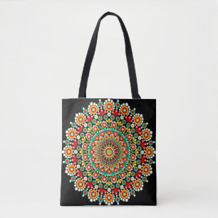 Farbige Mandala Boho Blumen Geometrische Leinwand