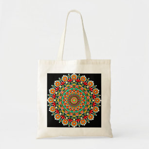 Farbige Mandala-Boho-Floral-Geometrie-Leinwand Tragetasche