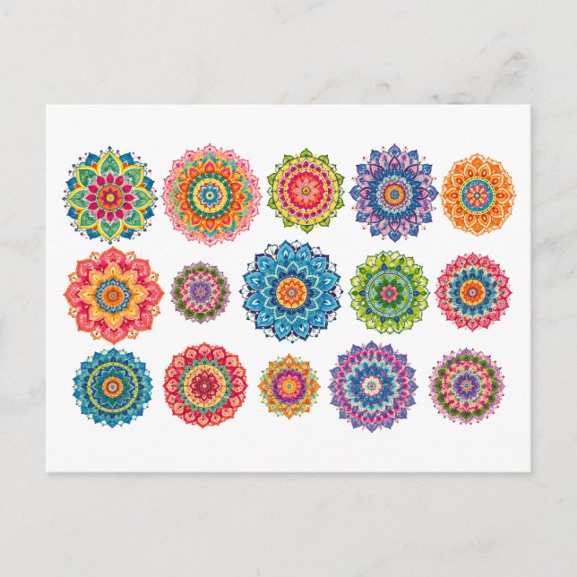 Farbige Mandala-Collage Postkarte (Vorderseite)
