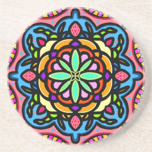 Farbige Mandala Getränkeuntersetzer