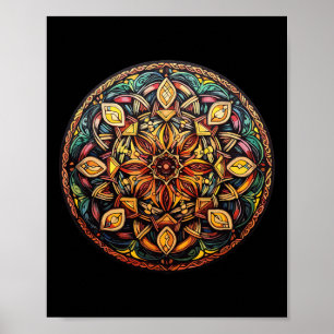 Farbige Mandala Heilige Geometrie Meditation Poster