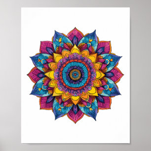 Farbige Mandala Heilige Geometrie Yoga Zen Poster