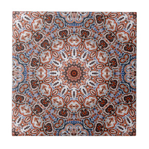 Farbige Mandala in gemischten Grau-Orange-Farben Fliese