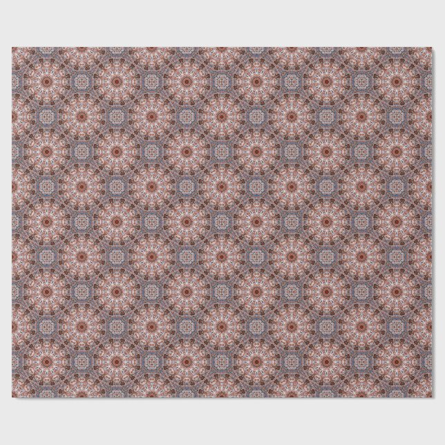 Farbige Mandala in gemischten Grau-Orange-Farben Geschenkpapier (Flach)