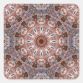 Farbige Mandala in gemischten Grau-Orange-Farben Quadratischer Aufkleber