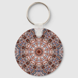 Farbige Mandala in gemischten Grau-Orange-Farben Schlüsselanhänger