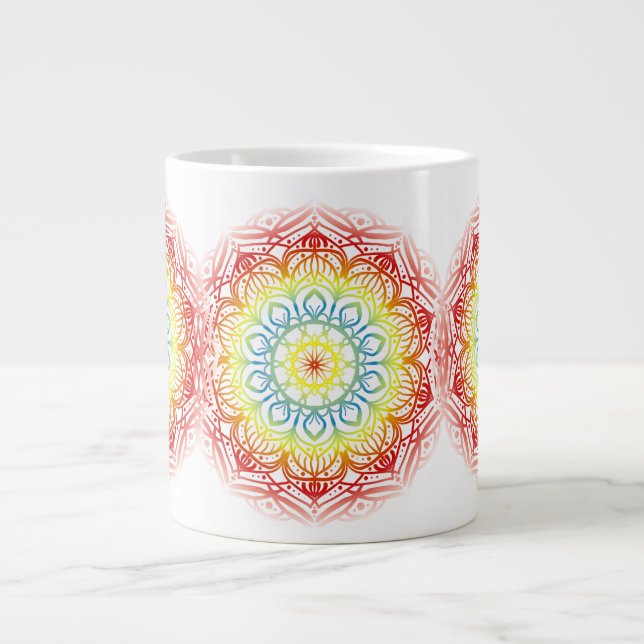 Farbige Mandala Jumbo-Tasse (Vorderseite)