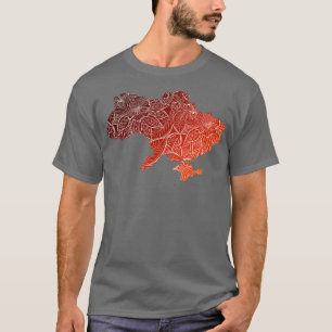 Farbige mandala Kunstkarte der Ukraine mit Text in T-Shirt