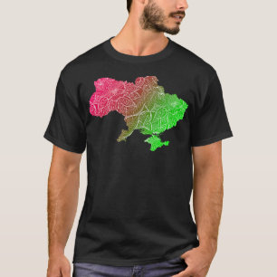 Farbige mandala Kunstkarte der Ukraine mit Text in T-Shirt