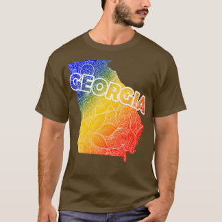 Farbige mandala-Kunstkarte Georgiens mit Text in b T-Shirt