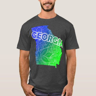 Farbige mandala-Kunstkarte Georgiens mit Text in b T-Shirt