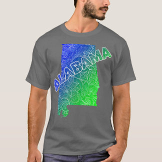 Farbige Mandala Kunstkarte von Alabama mit Text in T-Shirt