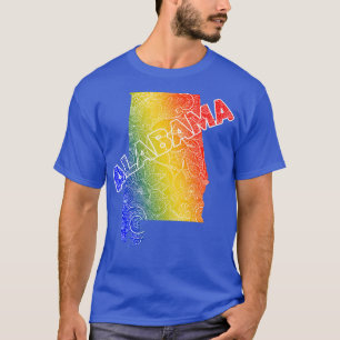 Farbige Mandala Kunstkarte von Alabama mit Text in T-Shirt