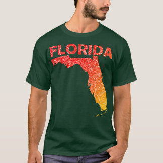 Farbige Mandala Kunstkarte von Florida mit Text in T-Shirt
