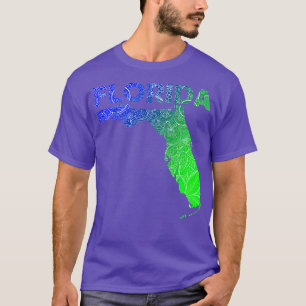 Farbige Mandala Kunstkarte von Florida mit Text in T-Shirt