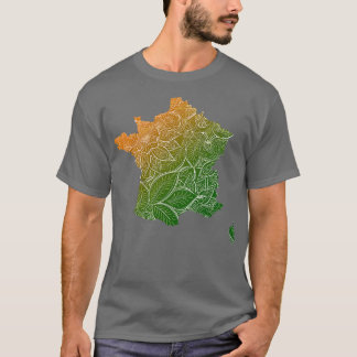 Farbige Mandala Kunstkarte von Frankreich mit Text T-Shirt