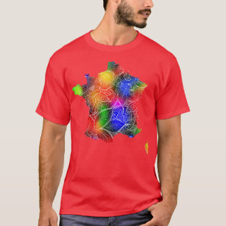 Farbige Mandala Kunstkarte von Frankreich mit Text T-Shirt