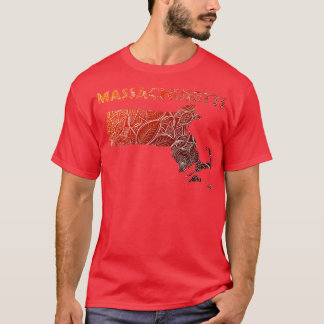 Farbige Mandala Kunstkarte von Massachusetts mit t T-Shirt