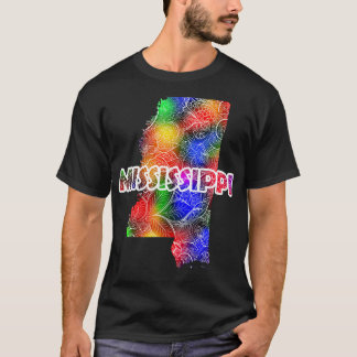 Farbige Mandala Kunstkarte von Mississippi mit Tex T-Shirt