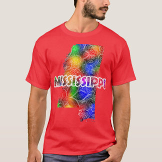 Farbige Mandala Kunstkarte von Mississippi mit Tex T-Shirt