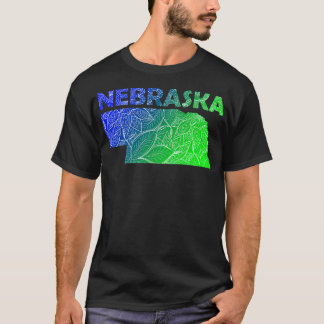 Farbige Mandala Kunstkarte von Nebraska mit Text i T-Shirt