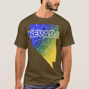Farbige Mandala Kunstkarte von Nevada mit Text in  T-Shirt