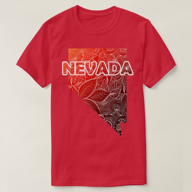 Farbige Mandala Kunstkarte von Nevada mit Text in  T-Shirt (Design vorne)