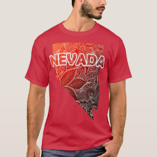 Farbige Mandala Kunstkarte von Nevada mit Text in T-Shirt