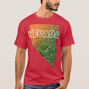 Farbige Mandala Kunstkarte von Nevada mit Text in T-Shirt