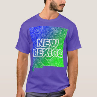 Farbige Mandala Kunstkarte von New Mexico mit Text T-Shirt