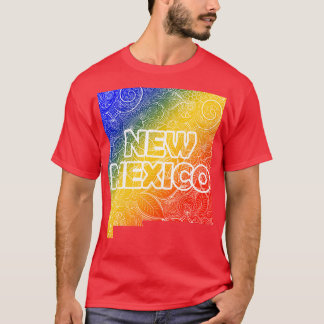 Farbige Mandala Kunstkarte von New Mexico mit Text T-Shirt