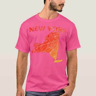 Farbige Mandala-Kunstkarte von New York mit Text i T-Shirt