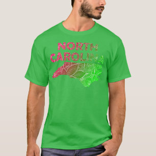 Farbige Mandala Kunstkarte von Nord-Olina mit Text T-Shirt